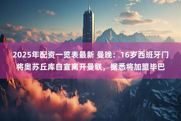 2025年配资一览表最新 曼晚:16岁西班牙门将奥苏丘库自宣离开曼联,据悉将加盟毕巴